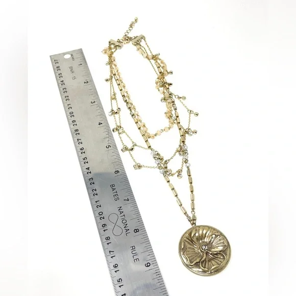 New Free People Layered Charm Necklace Gold - Picture 5 of 5